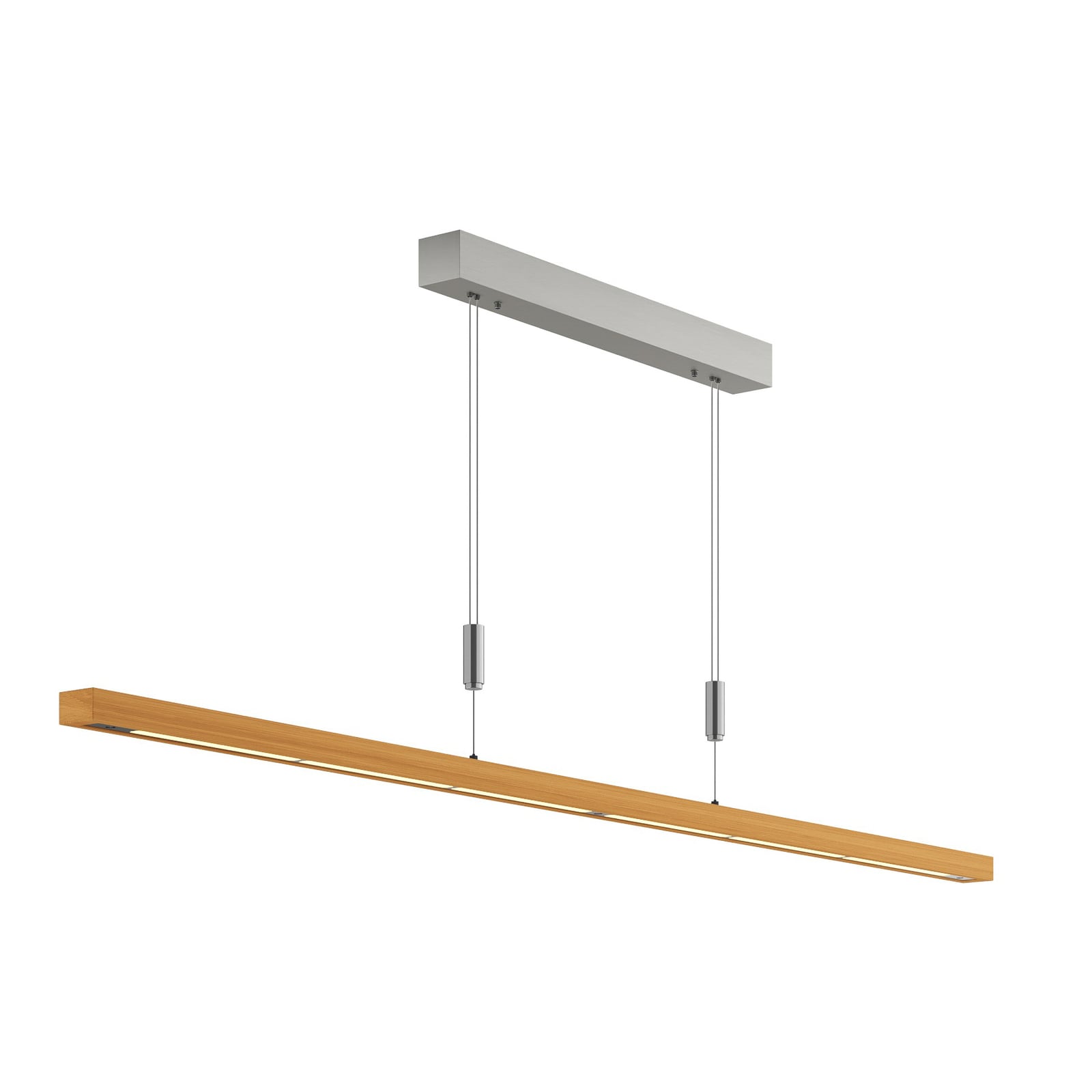 LED pendellampe Nora eik natur 158 cm dimbar montert i rom