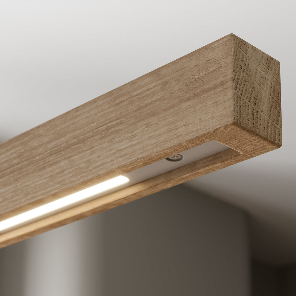 LED pendellampe Nora eik natur 158 cm dimbar aluminiumdetalj