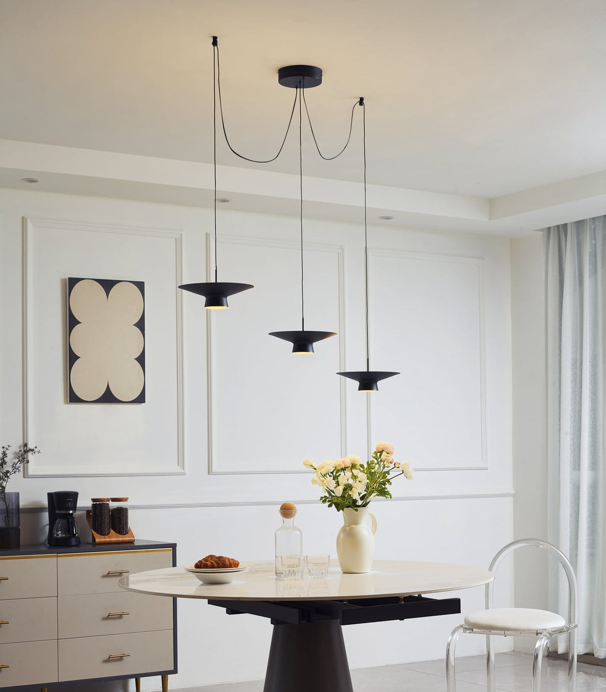 LED pendellampe Norvind 6-lys dimbar svart 120 cm forfra