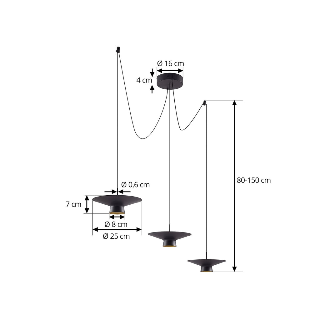 LED pendellampe Norvind 6-lys dimbar svart 120 cm nærbilde av dimmer