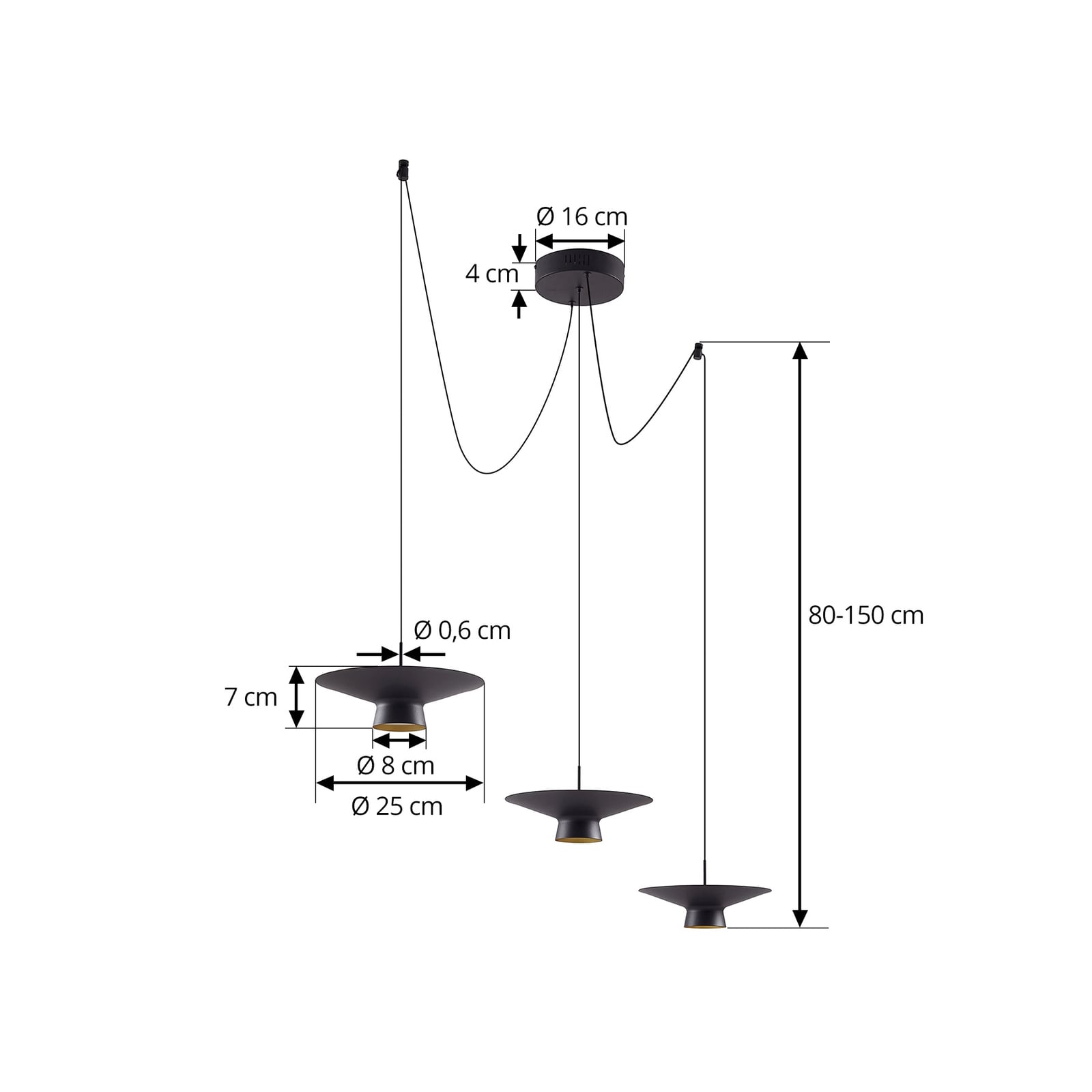 LED pendellampe Norvind 6-lys dimbar svart 120 cm nærbilde av dimmer