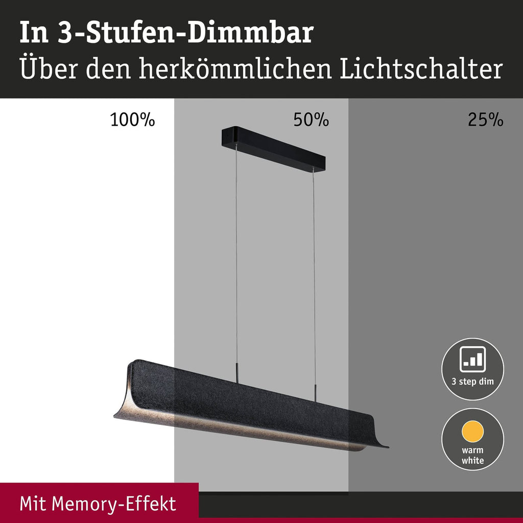 LED pendellampe Noyan filt antrasitt 100 cm dimbar metallramme detalj