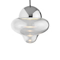 LED pendellampe Nutty XL klar/krom Ø30 cm forfra