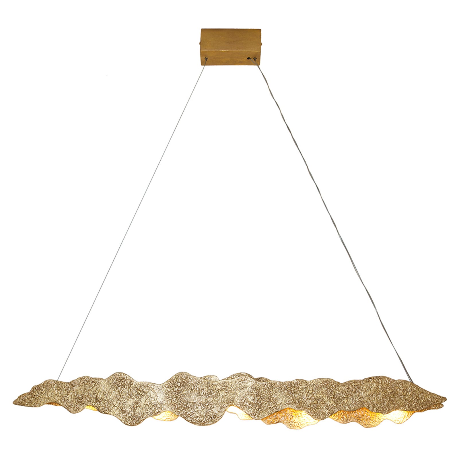 LED pendellampe Nuvola dimbar gull 112 cm nærbilde av LED-lys