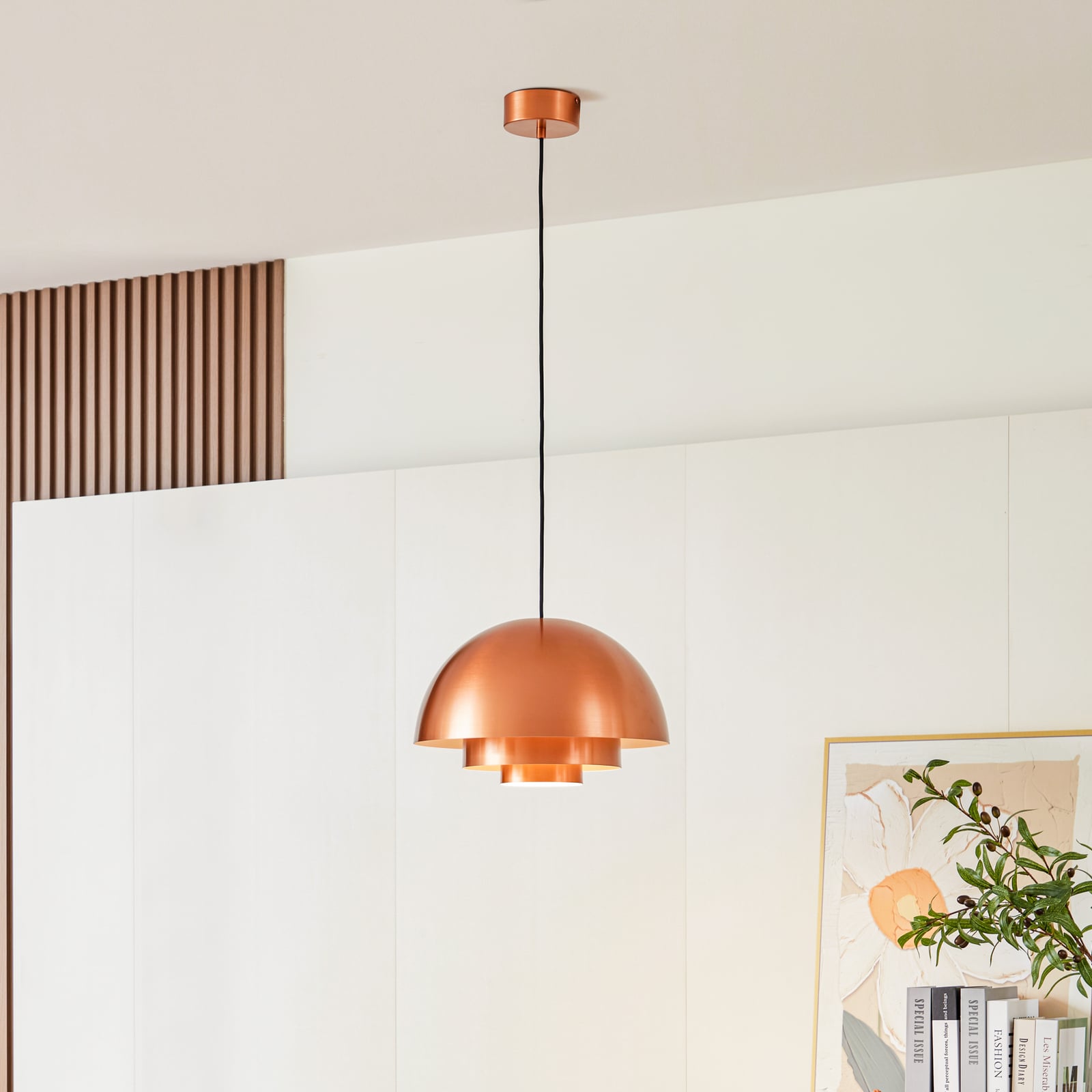 LED pendellampe Nymara kobber aluminium forfra