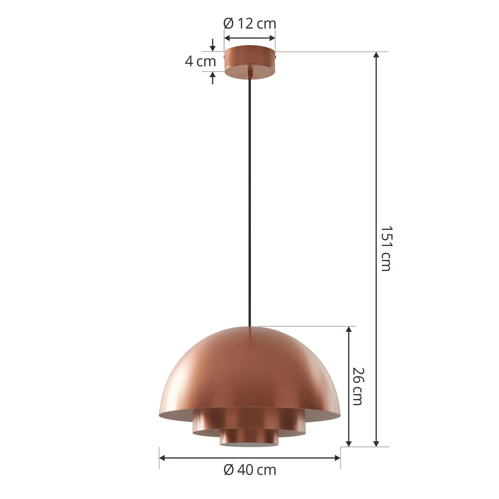 LED pendellampe Nymara kobber aluminium montert i rom
