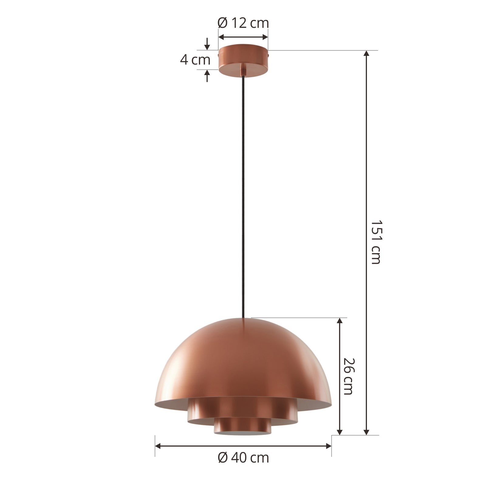 LED pendellampe Nymara kobber aluminium montert i rom