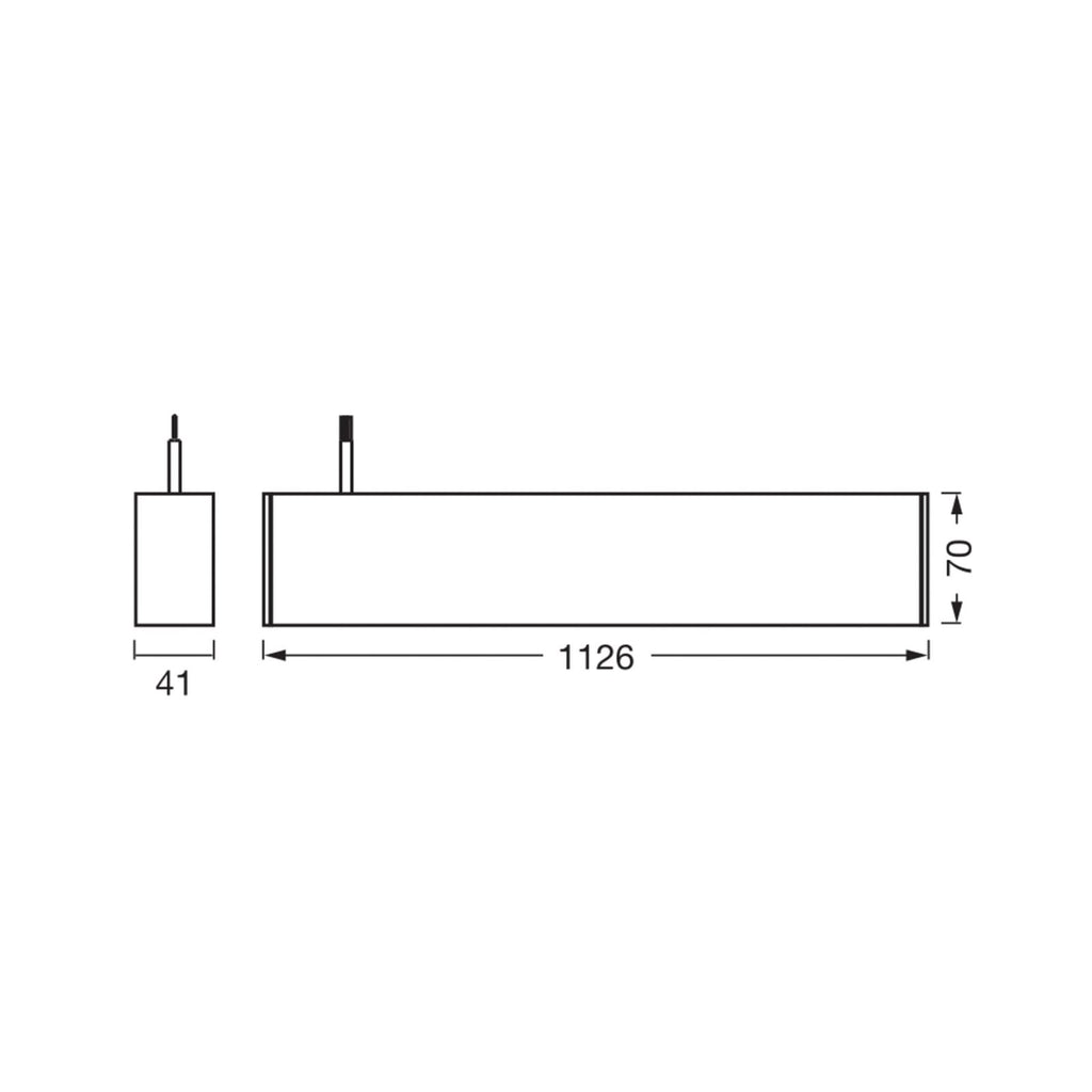 Detalj av LED pendellampe Office line Cuboid dimbar hvit 42W 112 cm