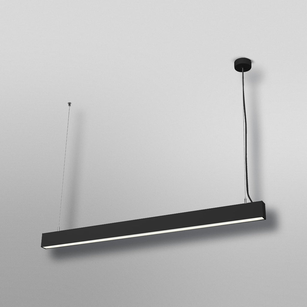 Montert LED pendellampe Office line Cuboid svart 113 cm i rom