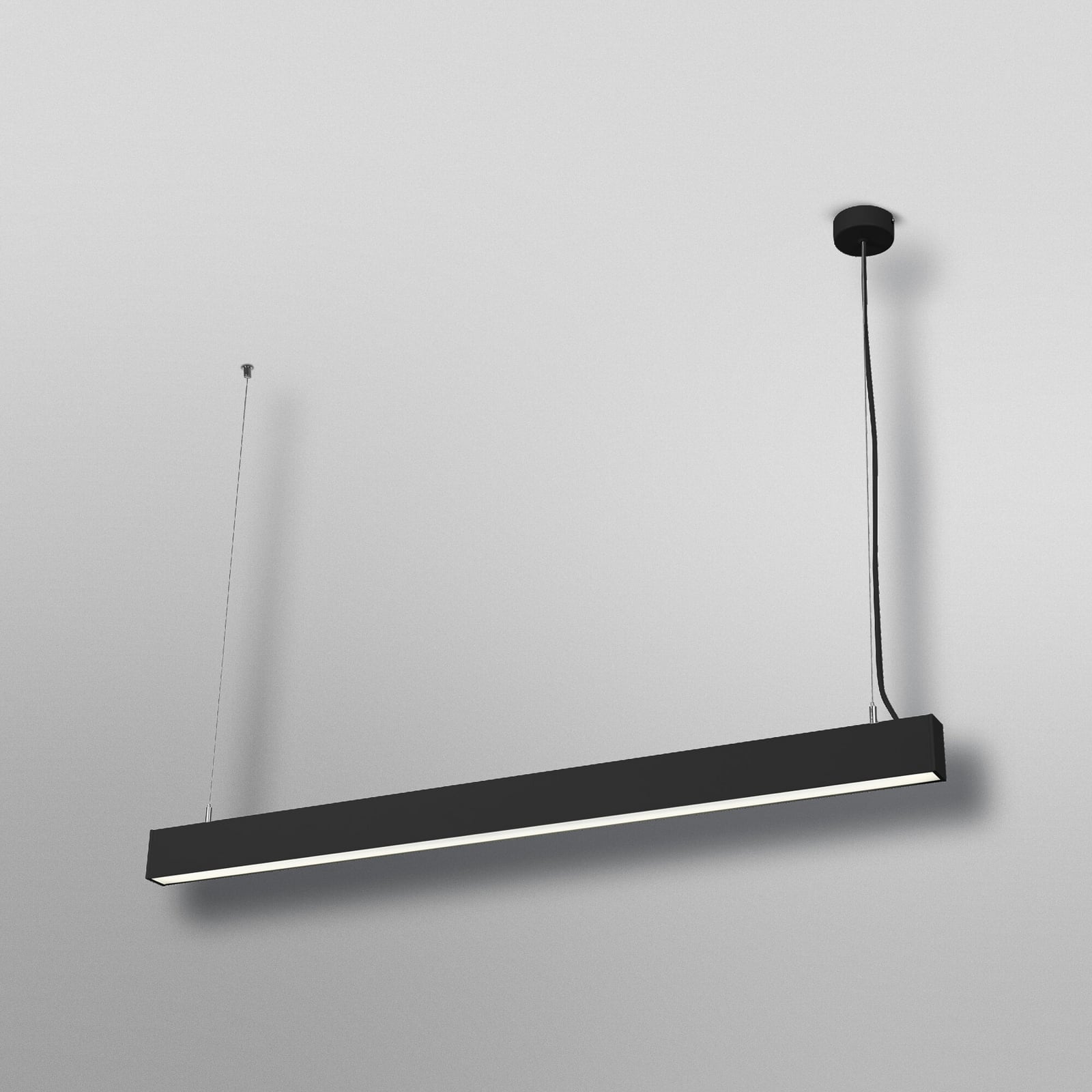 Montert LED pendellampe Office line Cuboid svart 113 cm i rom
