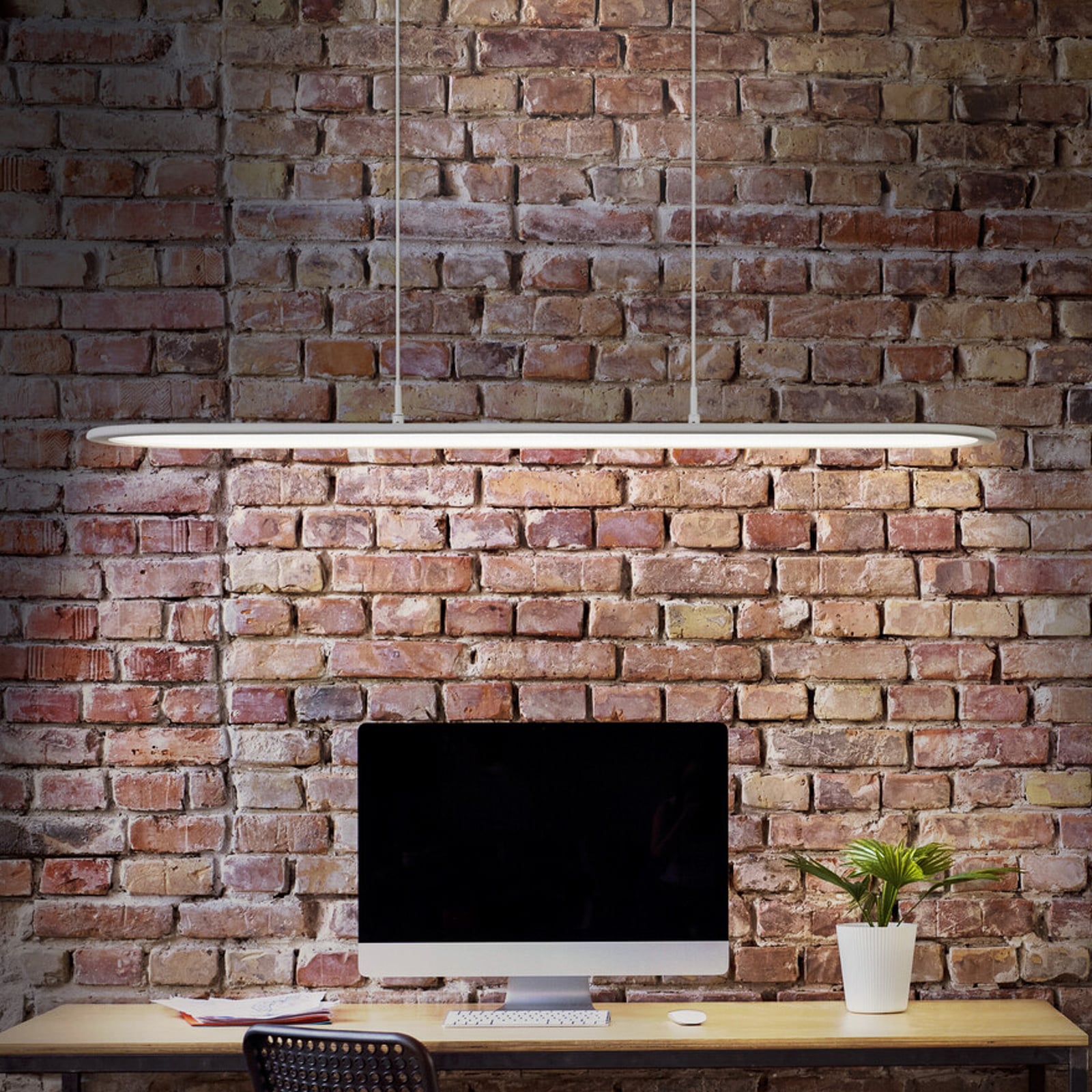 LED pendellampe Office line Panel Ellipse dimbar hvit 57W Ra90 OSRAM forfra