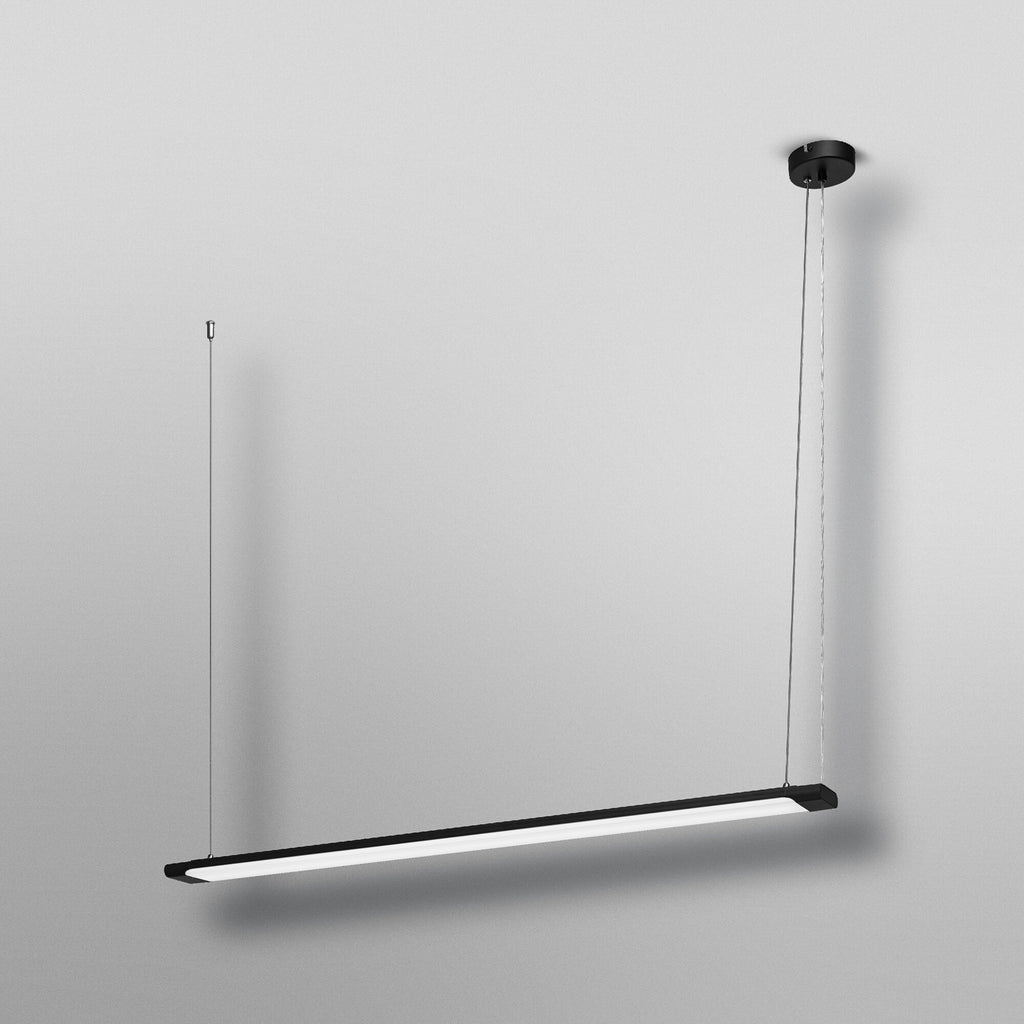 LED pendellampe Office line Slab svart 120 cm dimbar nærbilde av aluminiumsoverflate