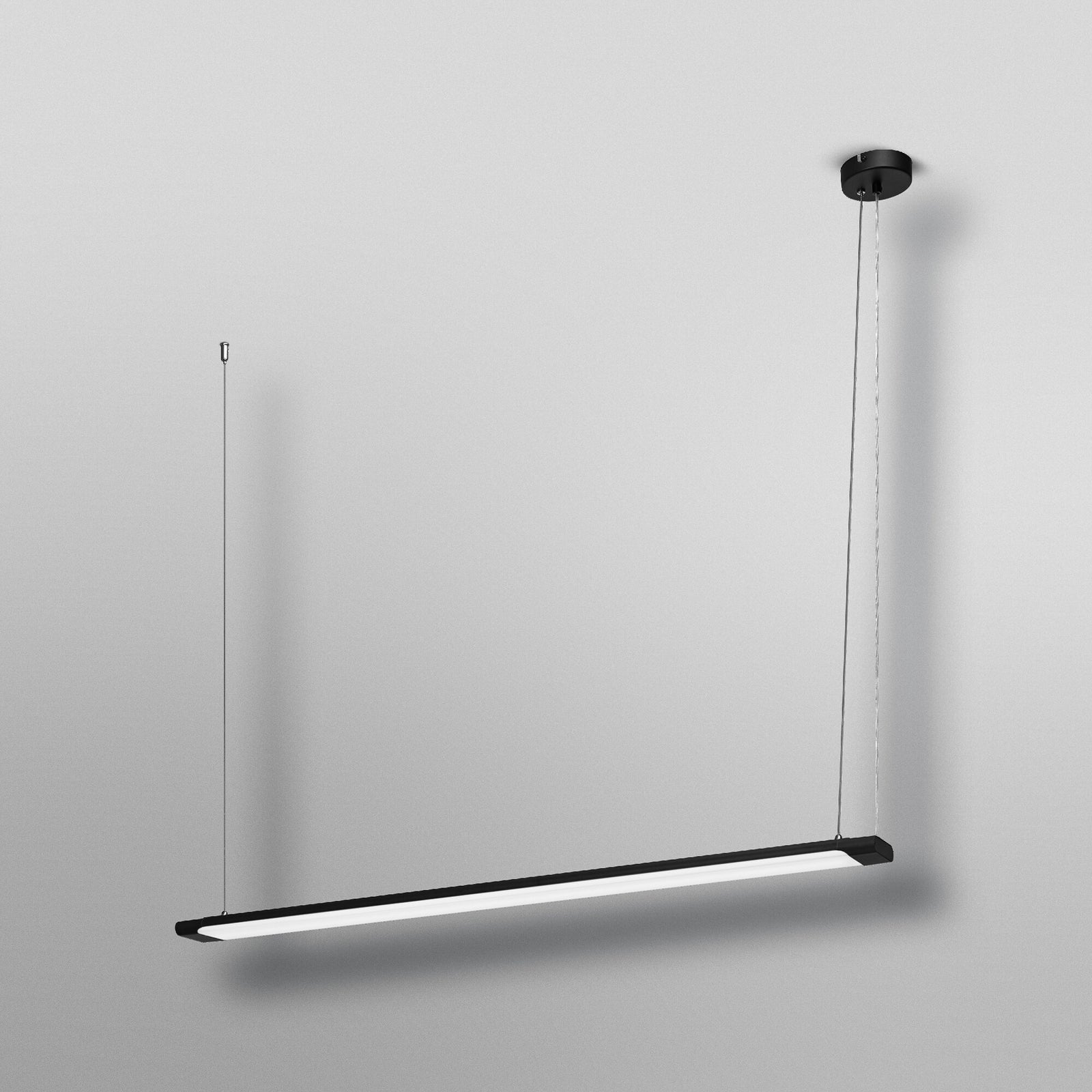 LED pendellampe Office line Slab svart 120 cm dimbar nærbilde av aluminiumsoverflate