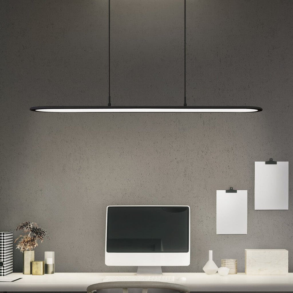 LED pendellampe Office Panel Ellipse svart dimbar 57W 4000K forfra