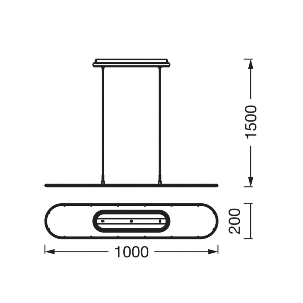 LED pendellampe Office Panel Ellipse svart dimbar 57W 4000K detalj