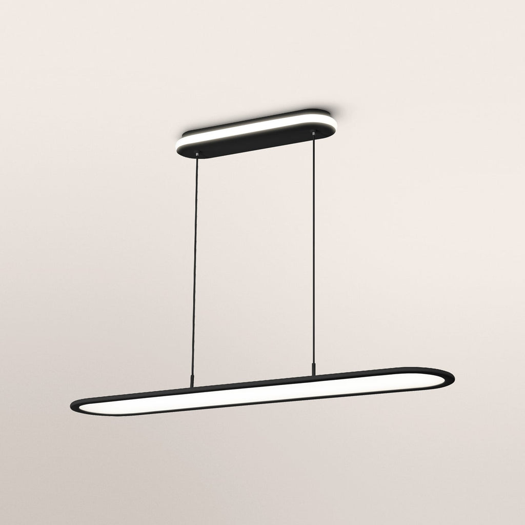 LED pendellampe Office Panel Ellipse svart dimbar 57W 4000K montert