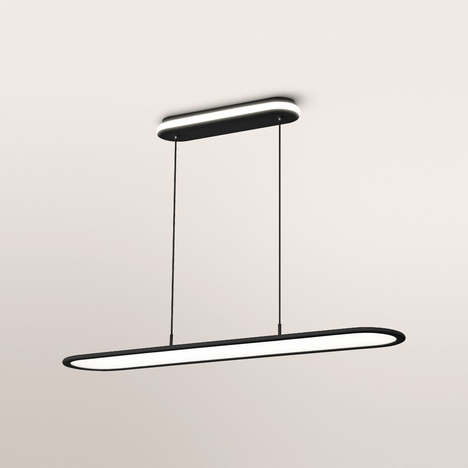 LED pendellampe Office Panel Ellipse svart dimbar 57W 4000K montert