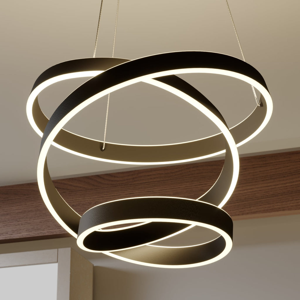 LED pendellampe Olada svart aluminium forfra