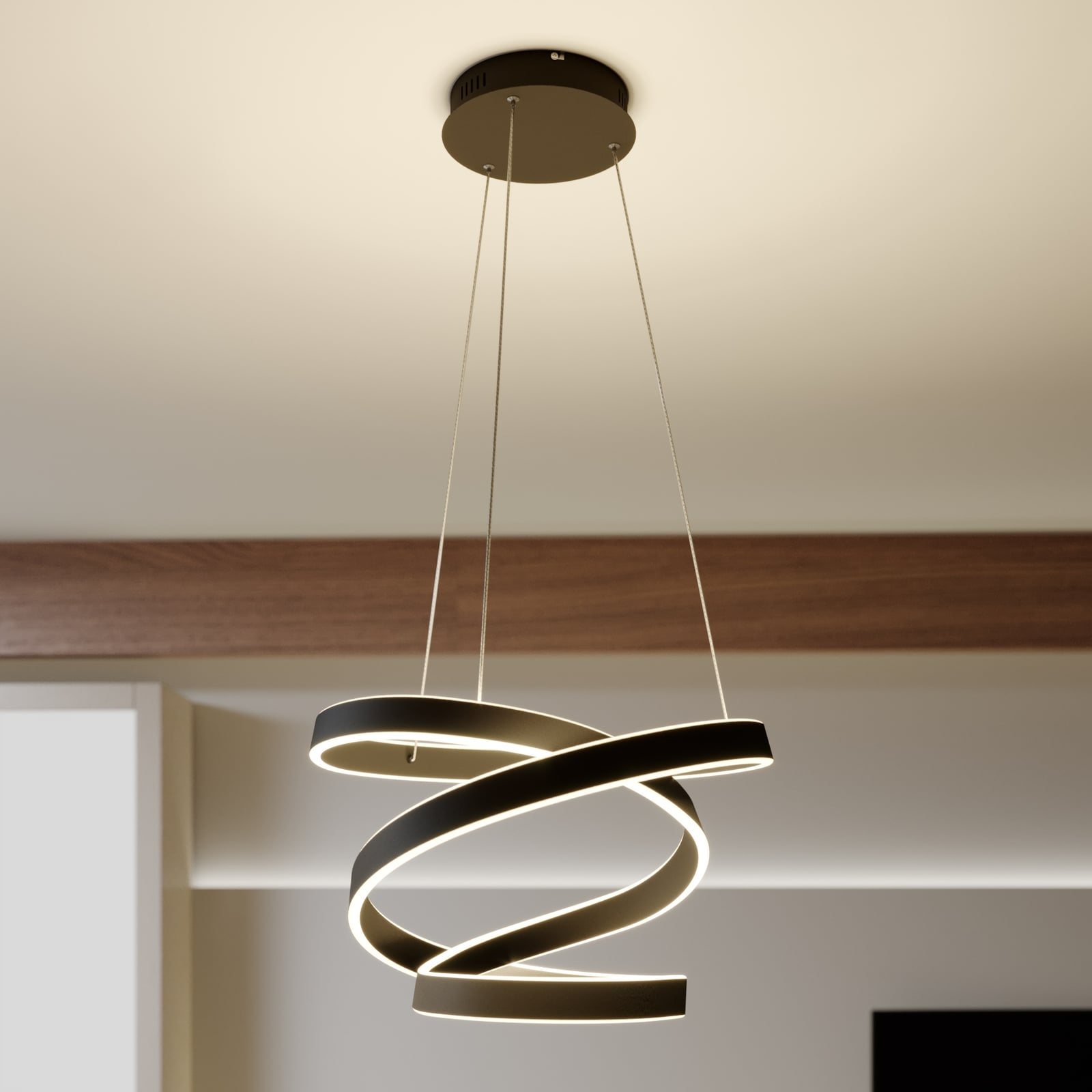 LED pendellampe Olada svart aluminium bakside