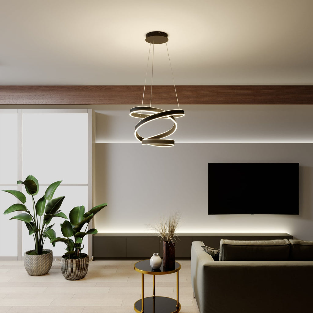 Detalj av LED pendellampe Olada svart aluminium