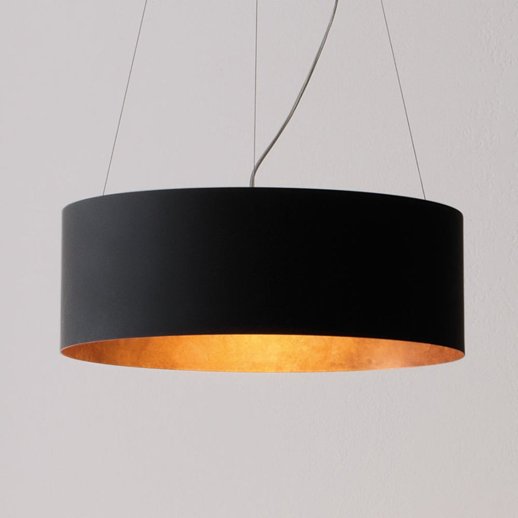 LED pendellampe Olimpia svart/kobber aluminium Ø55 cm forfra