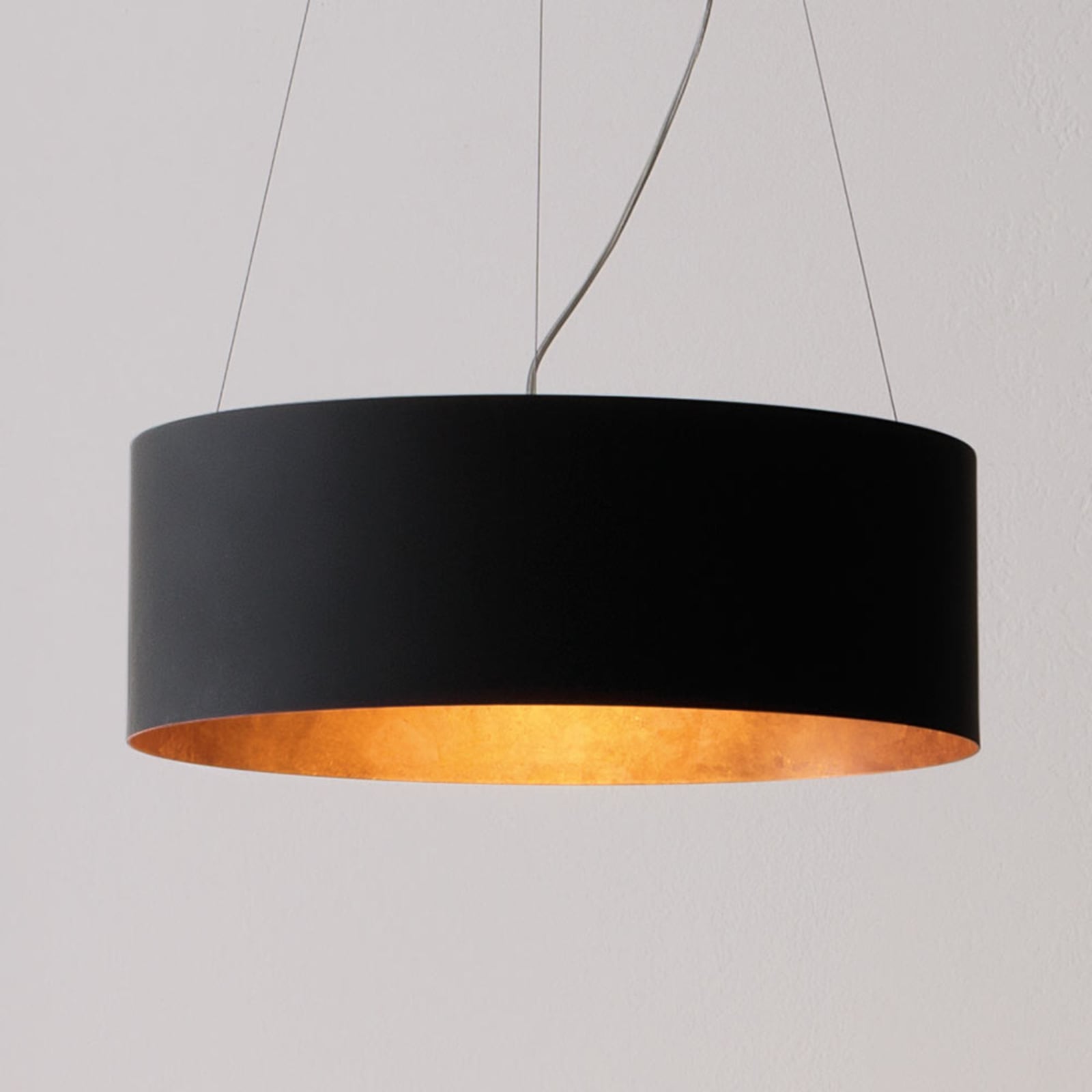 LED pendellampe Olimpia svart/kobber aluminium Ø55 cm forfra