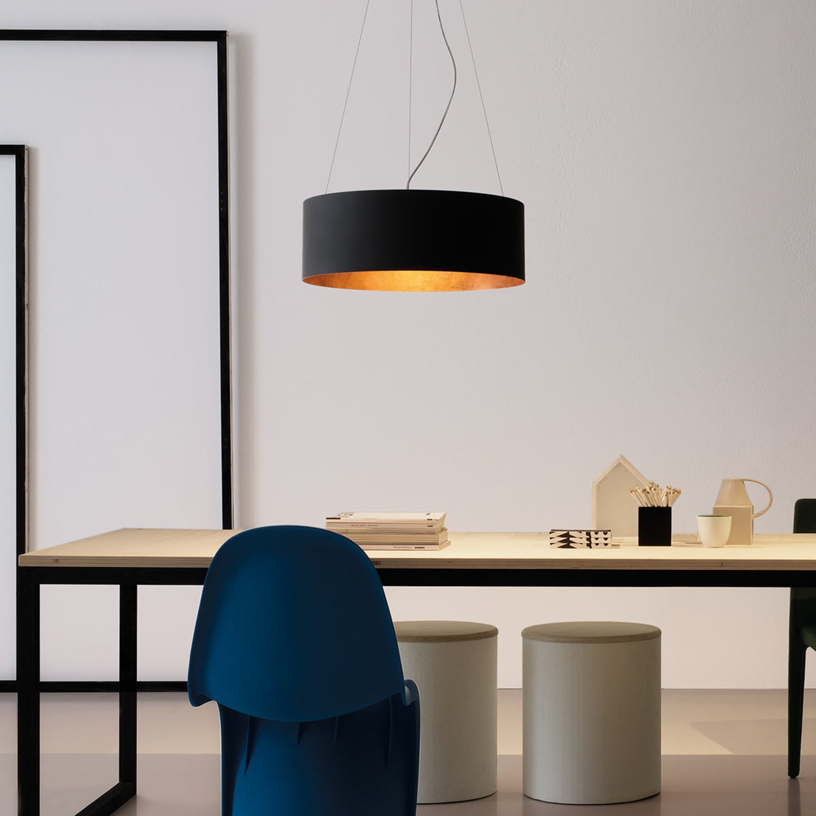 Bakside av LED pendellampe Olimpia svart/kobber aluminium Ø55 cm