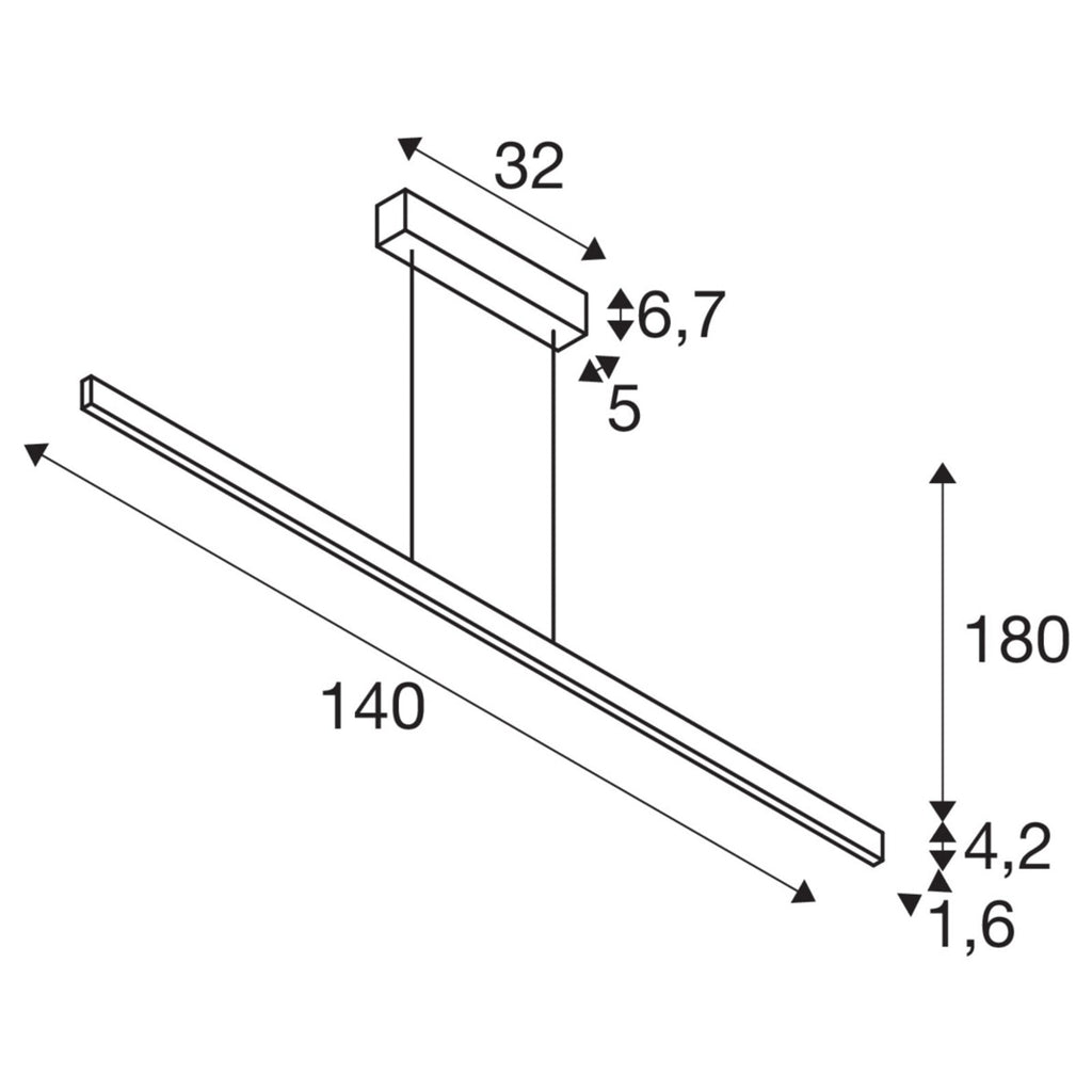 LED pendellampe One Linear dimbar messing 140 cm forfra