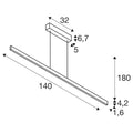LED pendellampe One Linear dimbar messing 140 cm forfra
