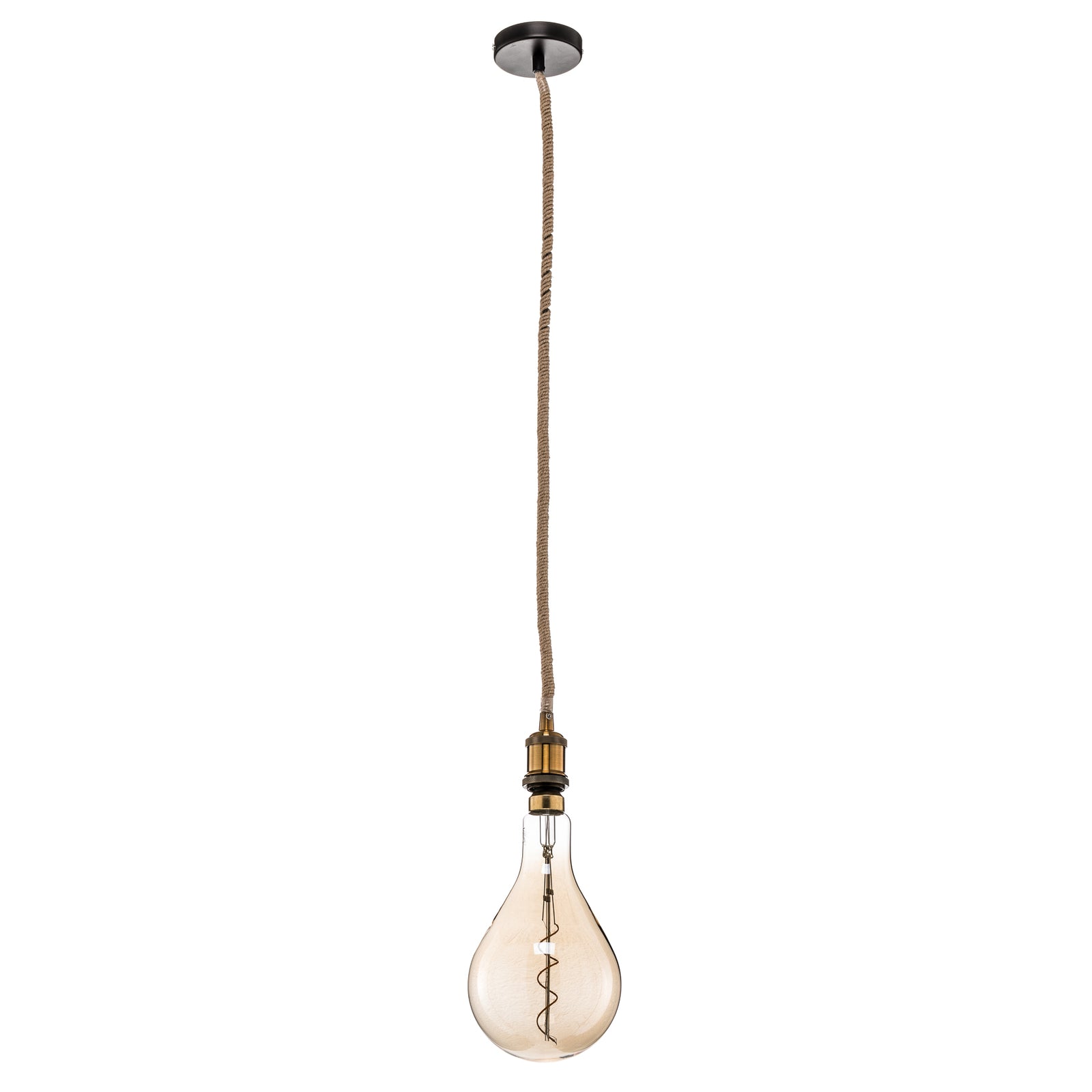 LED pendellampe Ontario hampetau dimbar E27 Ø16 cm montert i rom