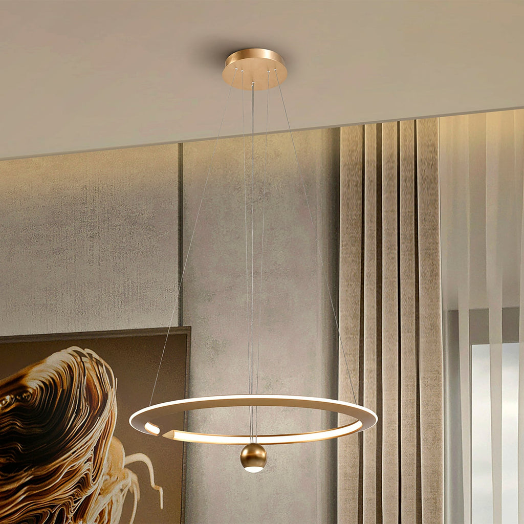 LED pendellampe Orane gullfarget dimbar Ø63 cm 46W forfra
