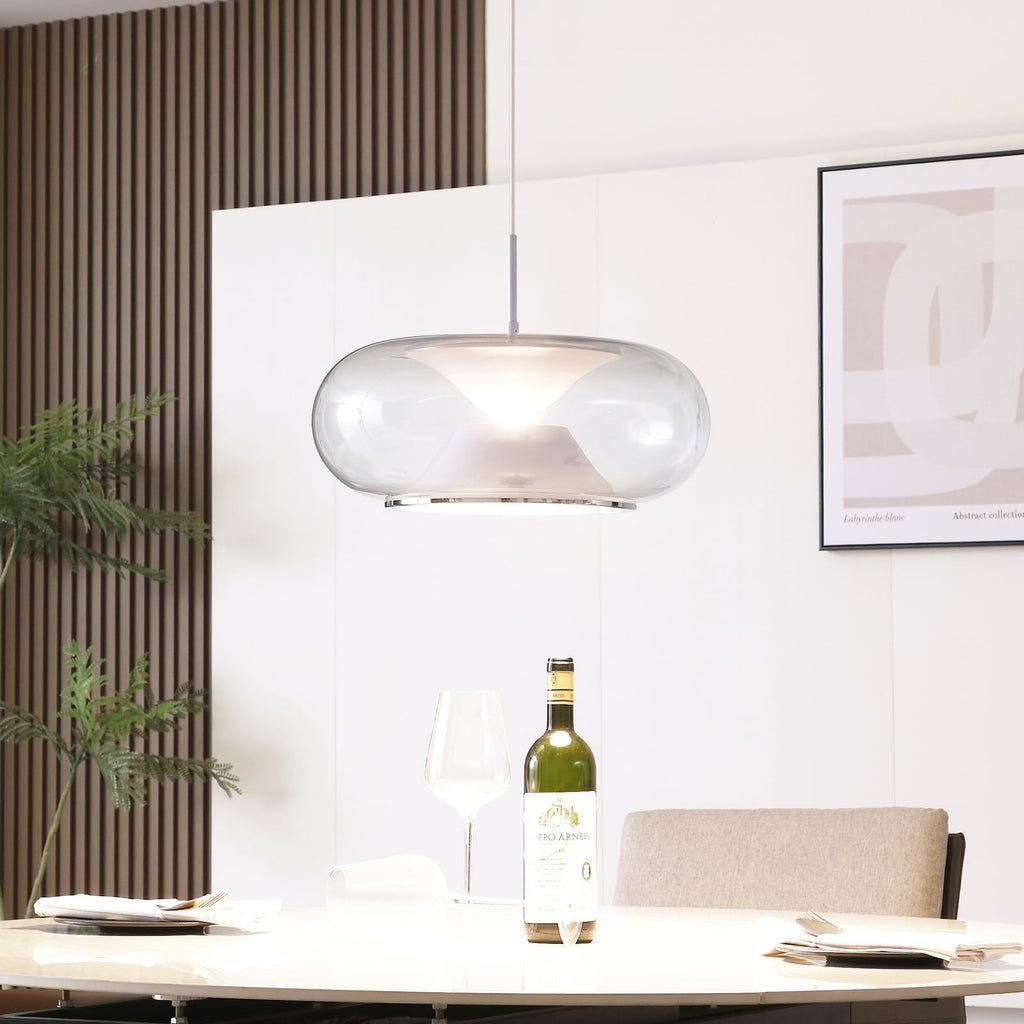 LED pendellampe Orasa glass hvit/klar Ø43 cm foran