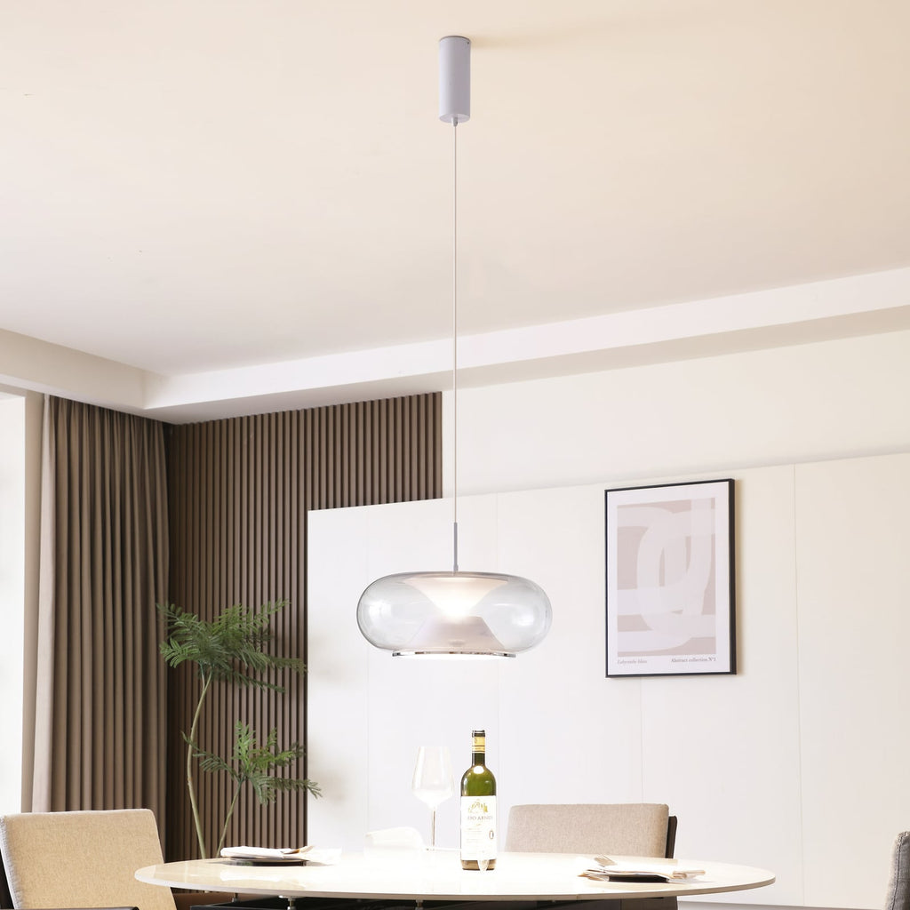 LED pendellampe Orasa glass hvit/klar Ø43 cm bakside