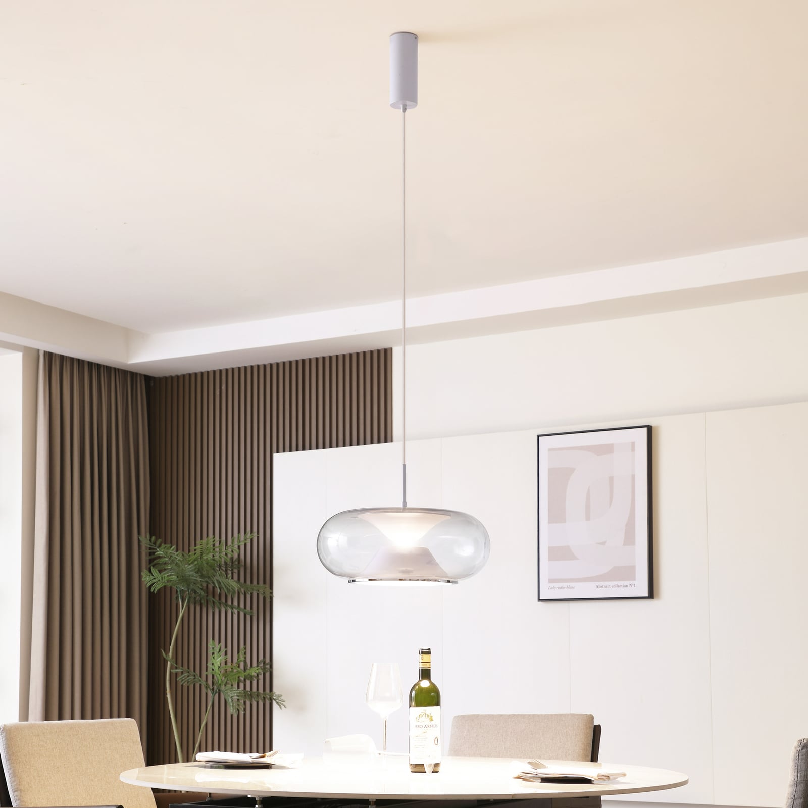LED pendellampe Orasa glass hvit/klar Ø43 cm bakside