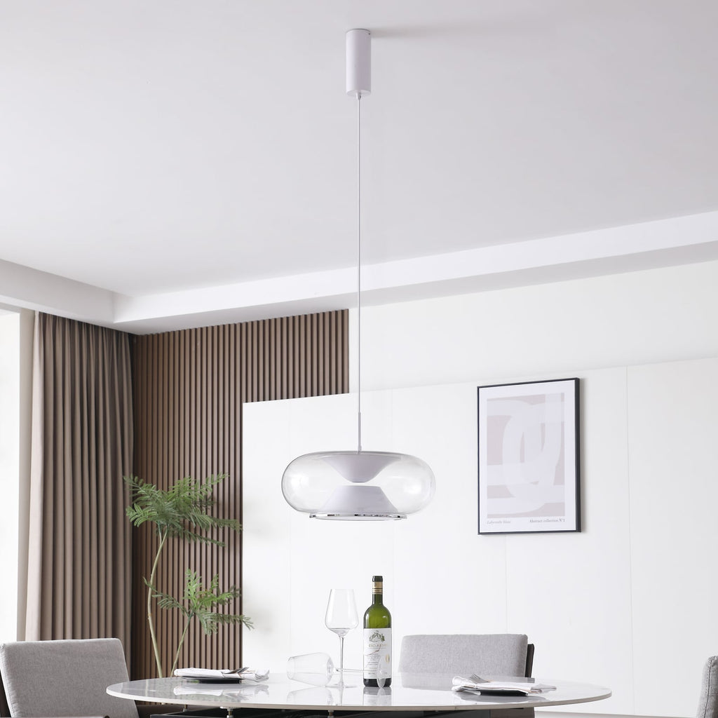 LED pendellampe Orasa glass hvit/klar Ø43 cm detalj