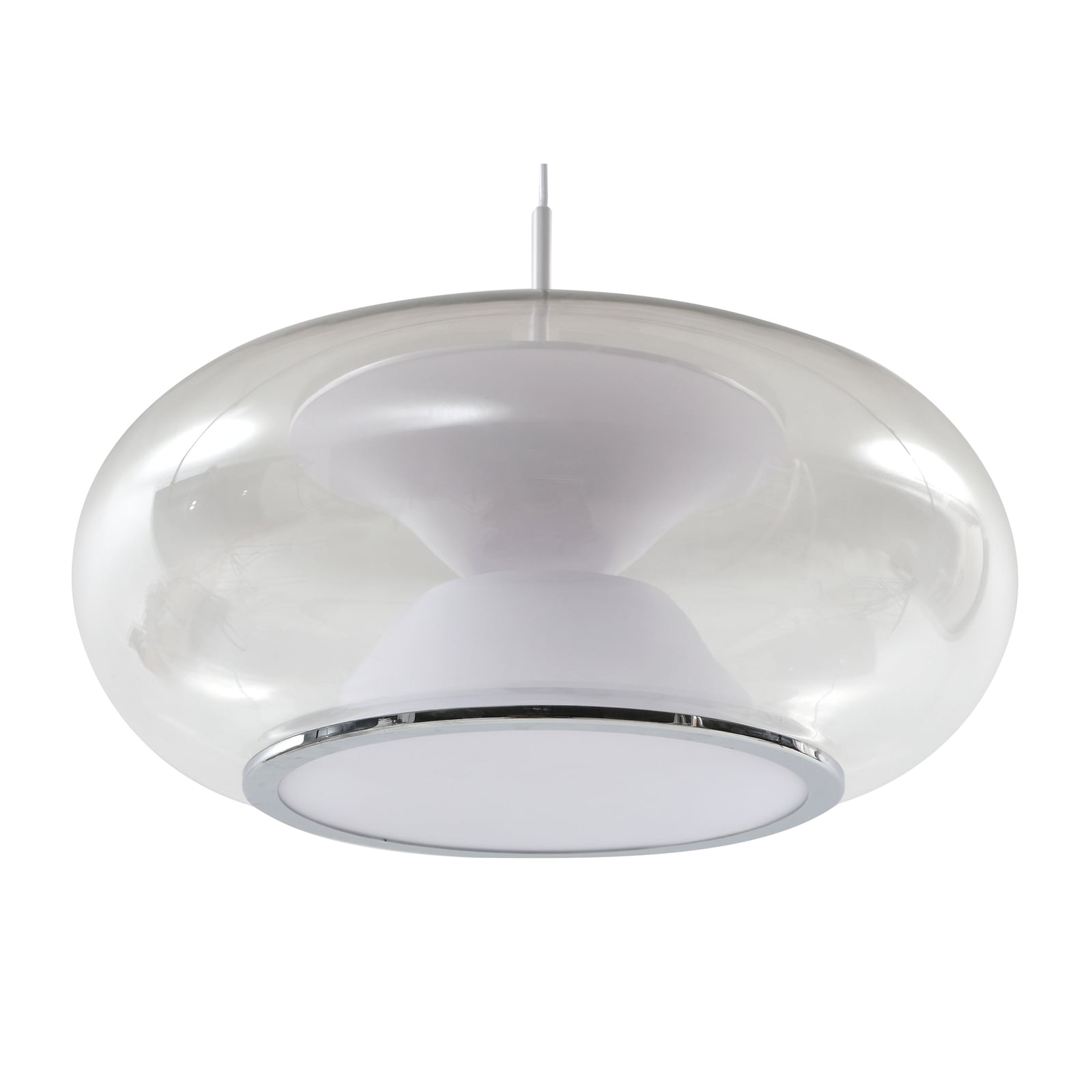 LED pendellampe Orasa glass hvit/klar Ø43 cm side