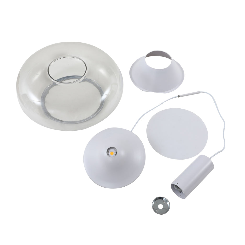 LED pendellampe Orasa glass hvit/klar Ø43 cm detalj av glass