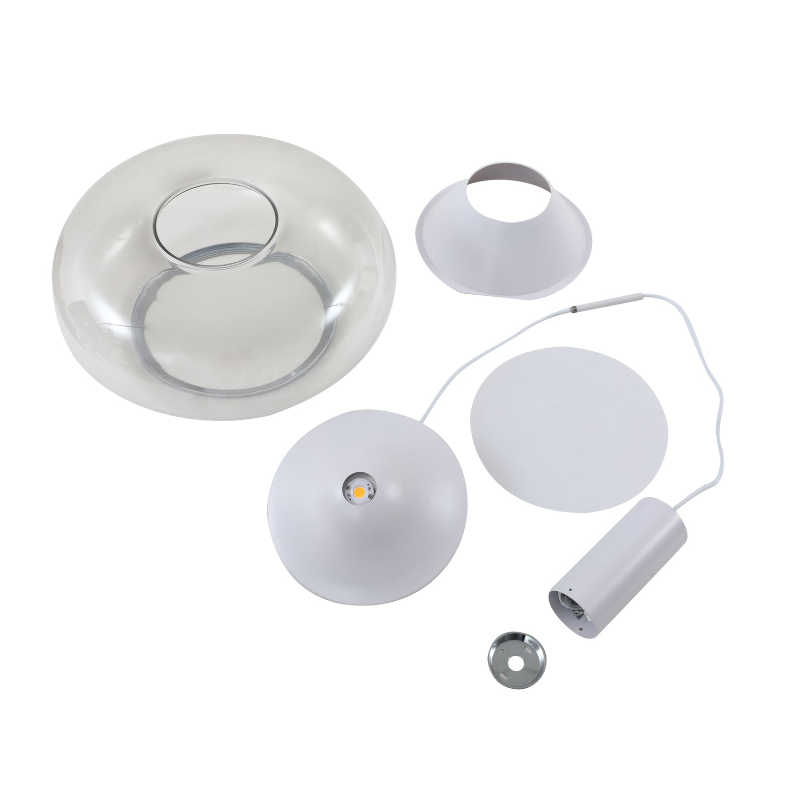 LED pendellampe Orasa glass hvit/klar Ø43 cm detalj av glass