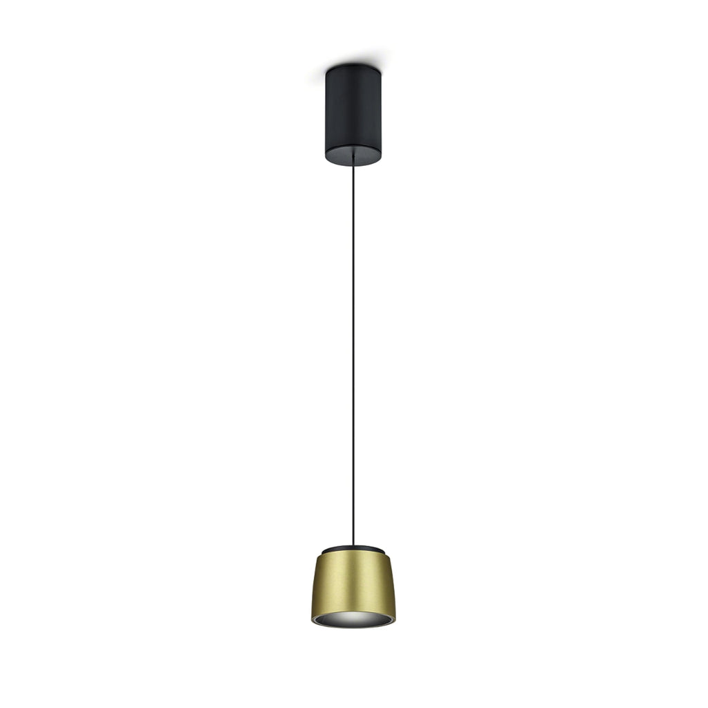 LED pendellampe Ove dimbar aluminium Ø9,5 cm gull/svart forfra