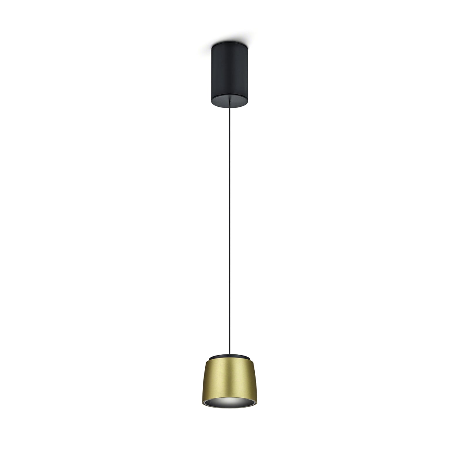 LED pendellampe Ove dimbar aluminium Ø9,5 cm gull/svart forfra