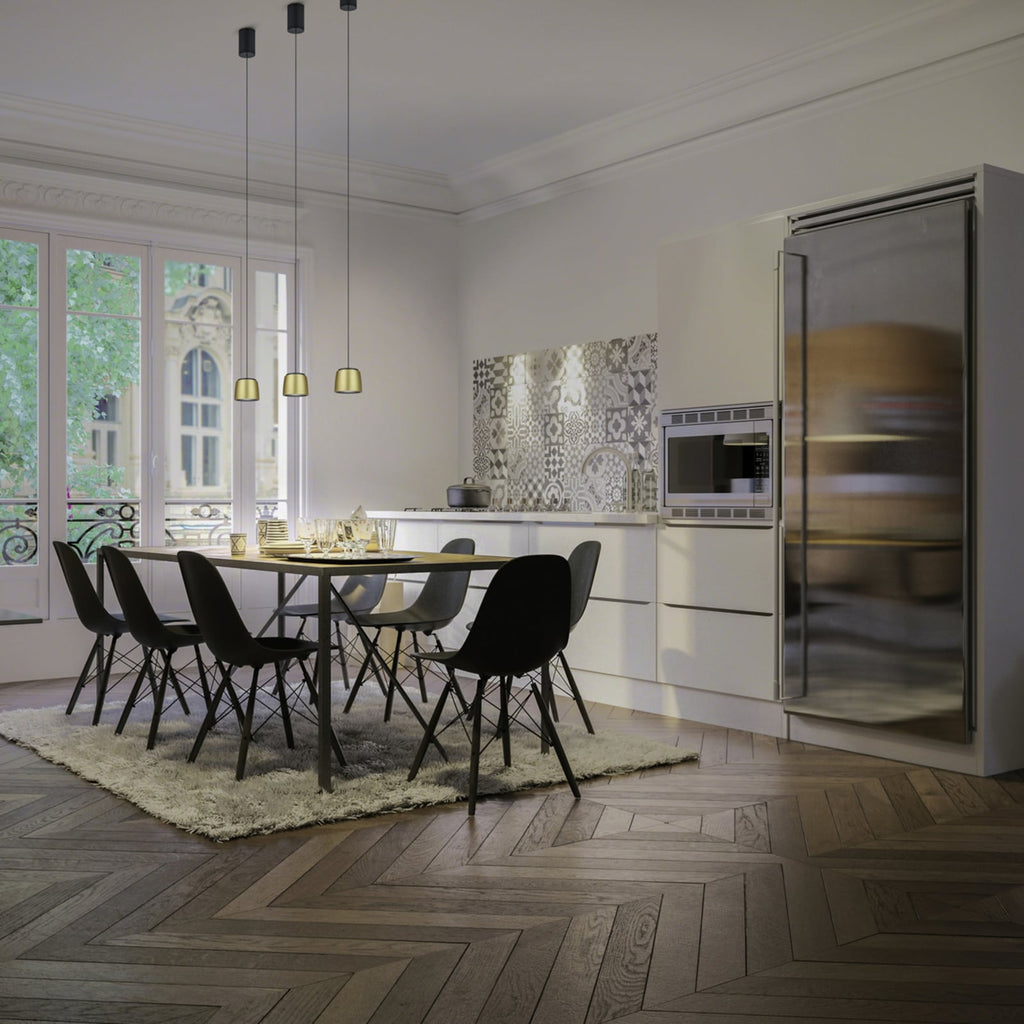 LED pendellampe Ove dimbar aluminium Ø9,5 cm gull/svart detalj