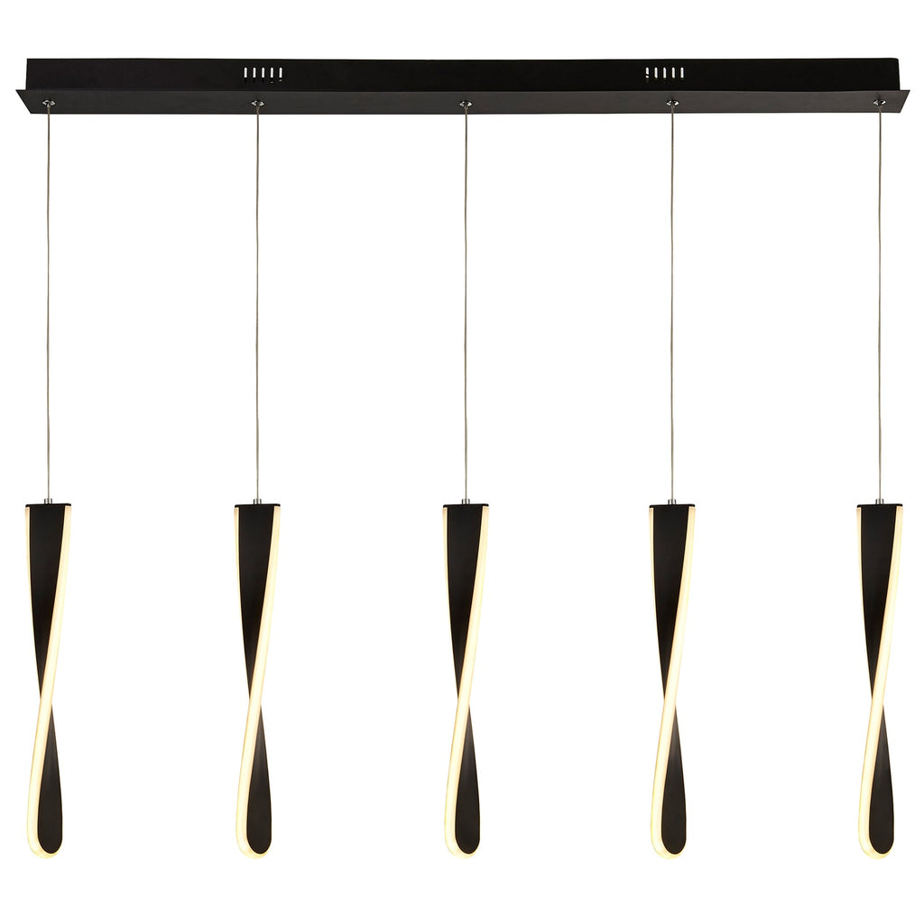 LED pendellampe Paddle 5-lys dimbar svart/hvit forfra