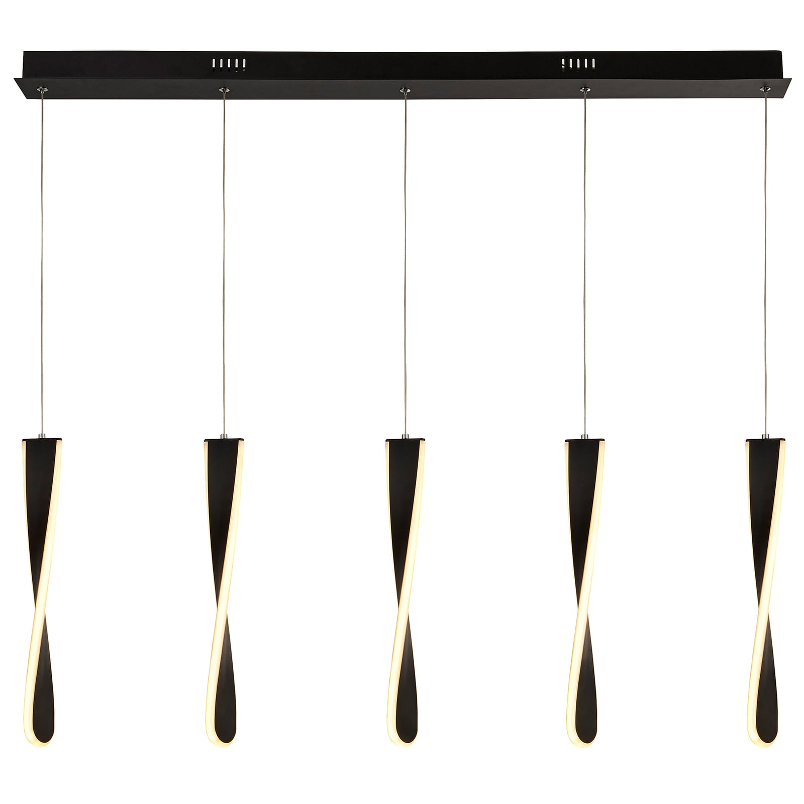 LED pendellampe Paddle 5-lys dimbar svart/hvit forfra
