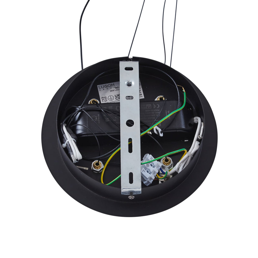 LED pendellampe Pallo 12-lys glass svart/gull Ø80 cm opphengsmekanisme