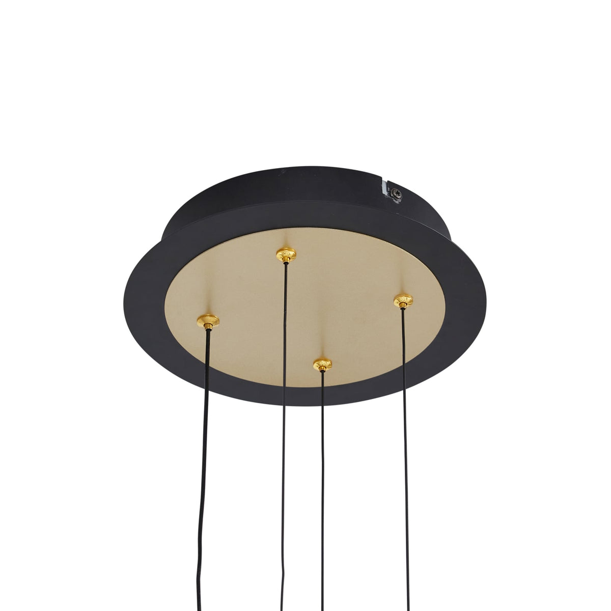 LED pendellampe Pallo 12-lys glass svart/gull Ø80 cm sideprofil
