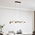 LED pendellampe Pallo 7-lys svart/gull glass dimbar 100 cm forfra