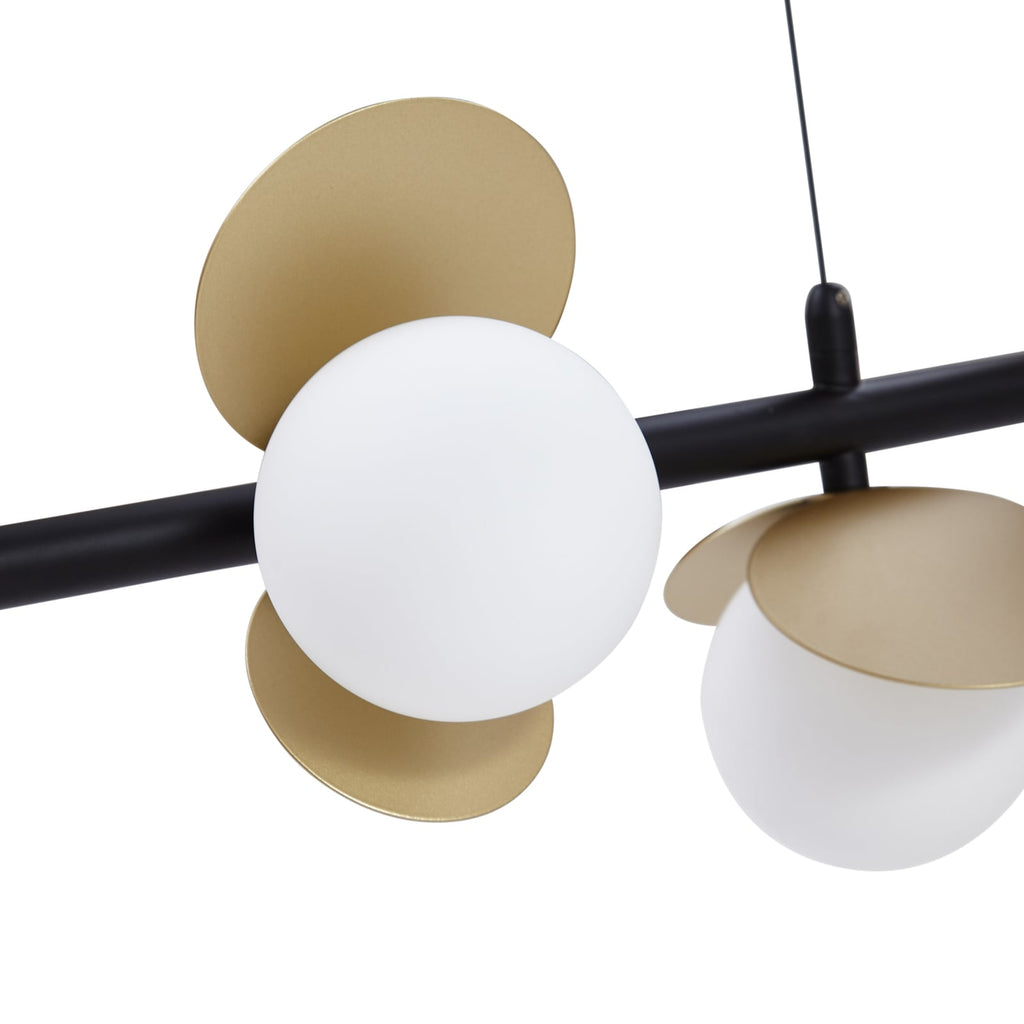 LED pendellampe Pallo 7-lys svart/gull glass dimbar 100 cm nærbilde av gulldetalj