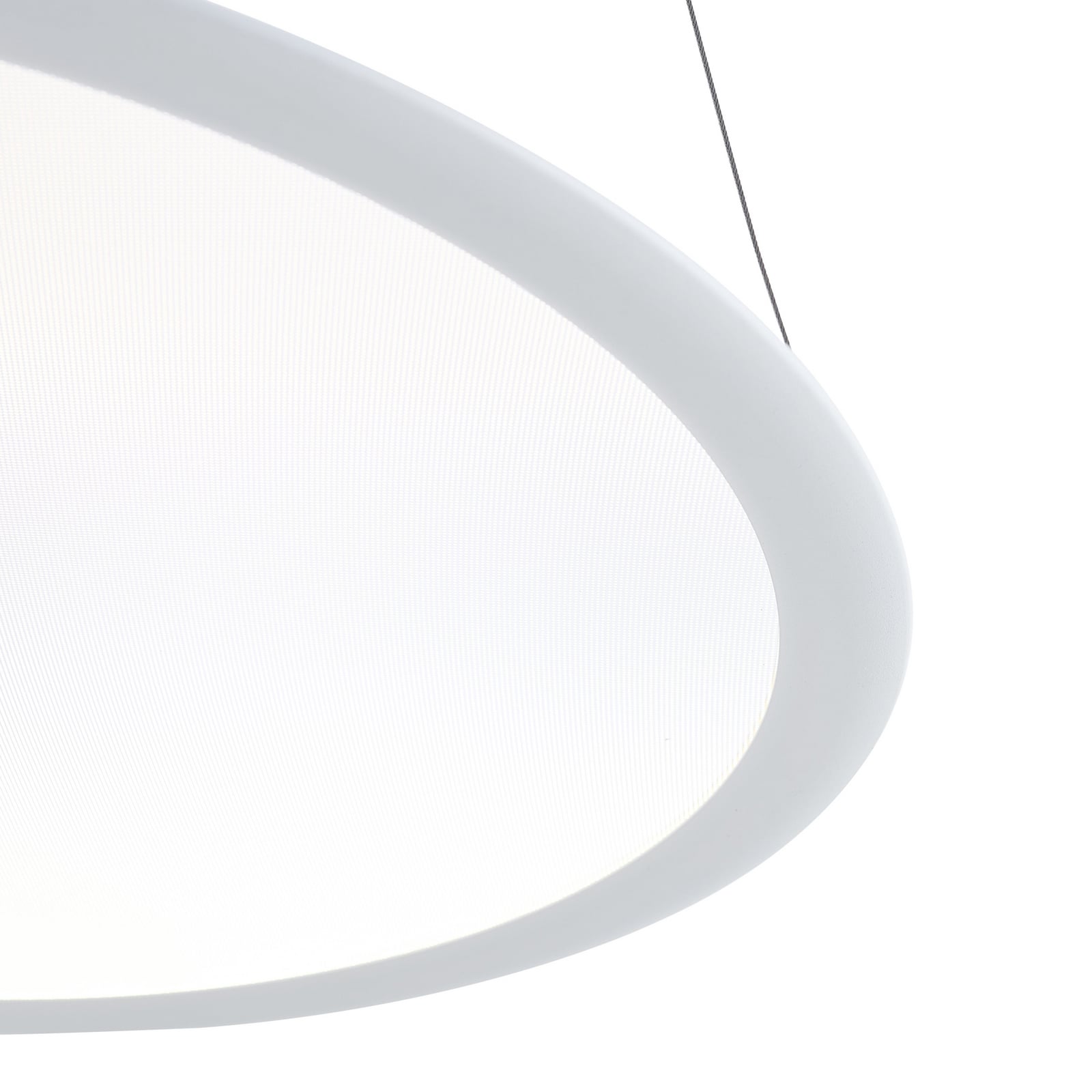 LED pendellampe PANEL ring hvit Ø63 cm CCT dimbar nærbilde av lys