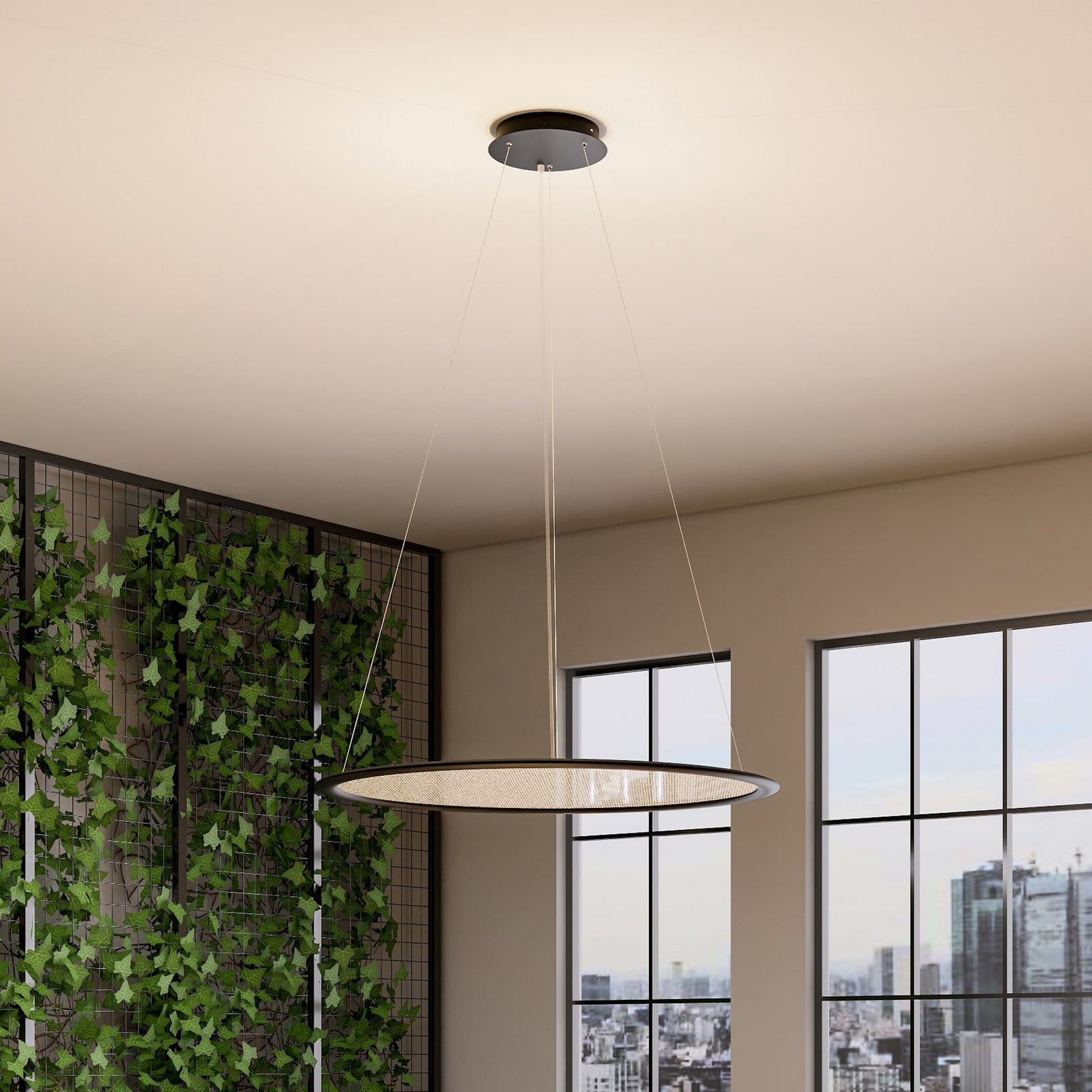 LED pendellampe PANEL ringformet svart Ø63 cm forfra