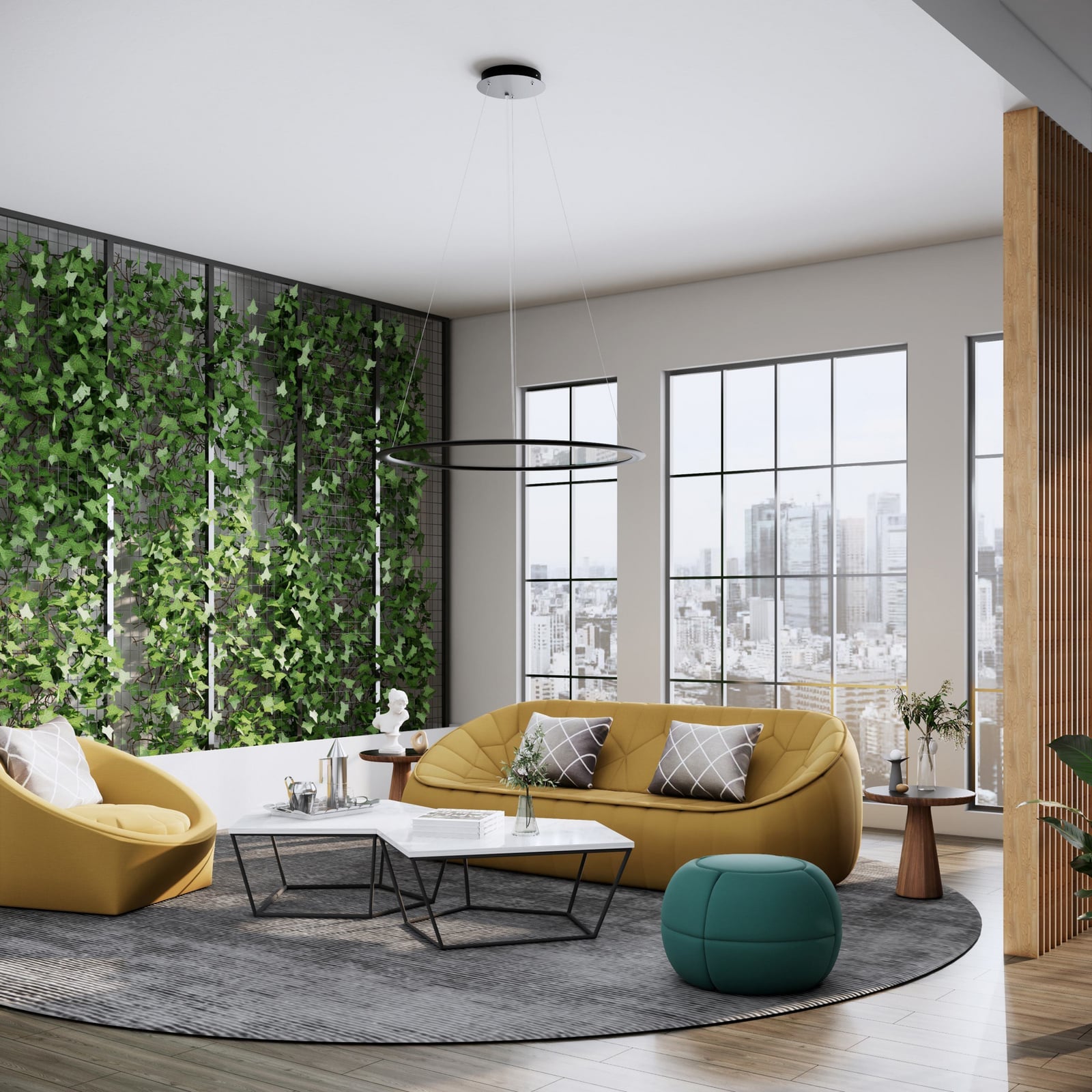 LED pendellampe PANEL ringformet svart Ø63 cm detalj av akrylskjerm